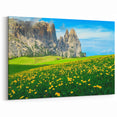 Italy Nature Artwork - Dolomites Canvas Print with Flower Fields