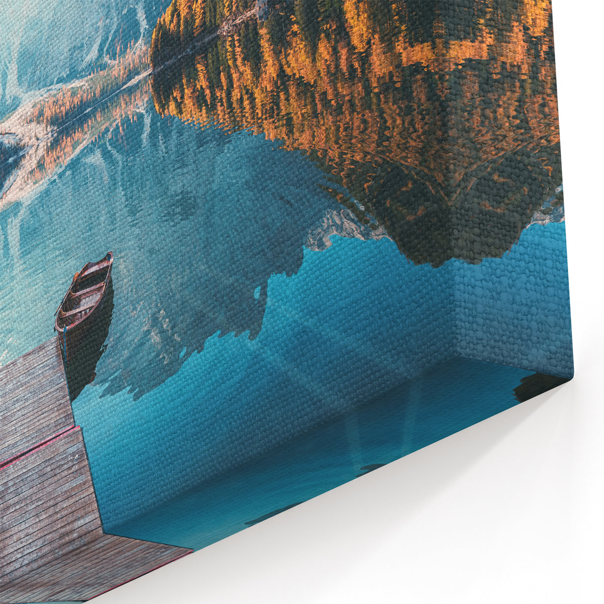 Dolomites Wall Art - Italy Nature Artwork with Lake and Boat Reflections