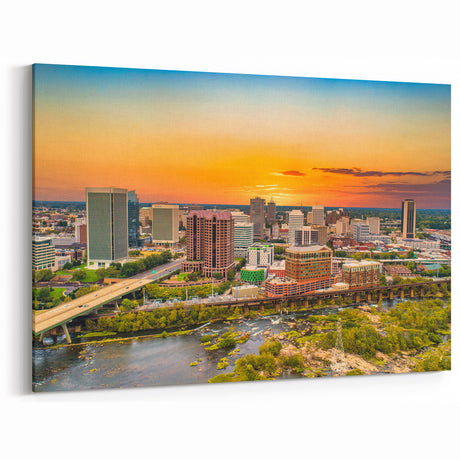 Virginia Scenic Prints – Richmond Cityscape at Sunset Canvas Art