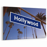 Iconic Hollywood Street Sign with Palm Trees - Stunning Skyline Wall Art