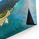 Hawaiian Island Art – Aerial View of Kauai Coastline & Framed Canvas