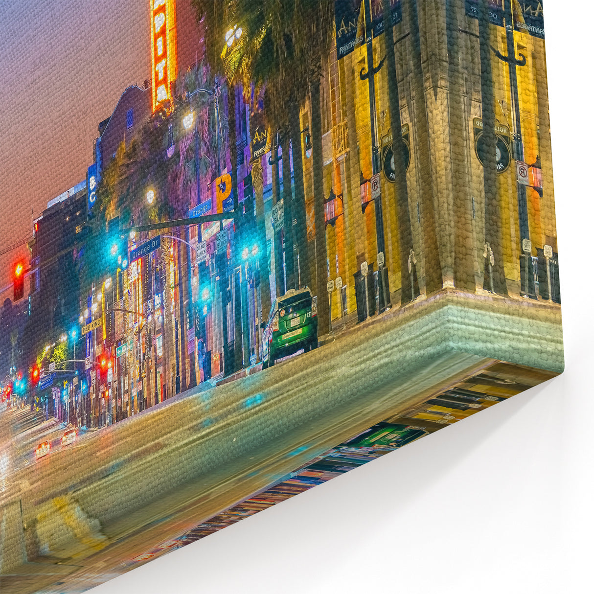 Hollywood Boulevard at Night - Vibrant Neon Lights Cityscape Wall Art