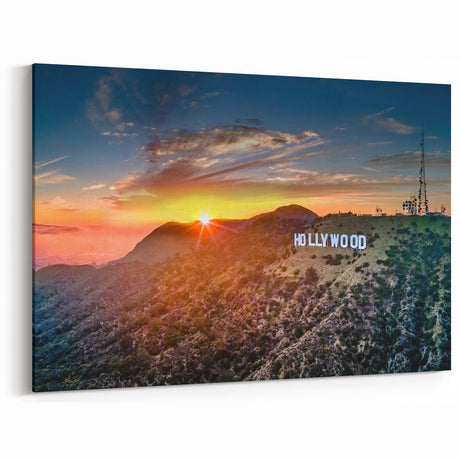 Hollywood Sign at Sunset - Scenic California Hillside Skyline Wall Art