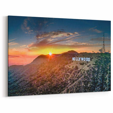 Hollywood Sign at Sunset - Scenic California Hillside Skyline Wall Art