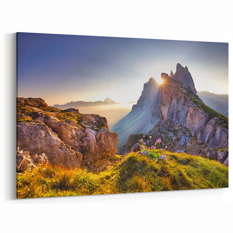 Dolomites Photography Print - Italy Scenery Canvas of Mountain Sunrise