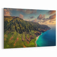 Kauai Landscape Art – Na Pali Coast Aerial View & Framed Print