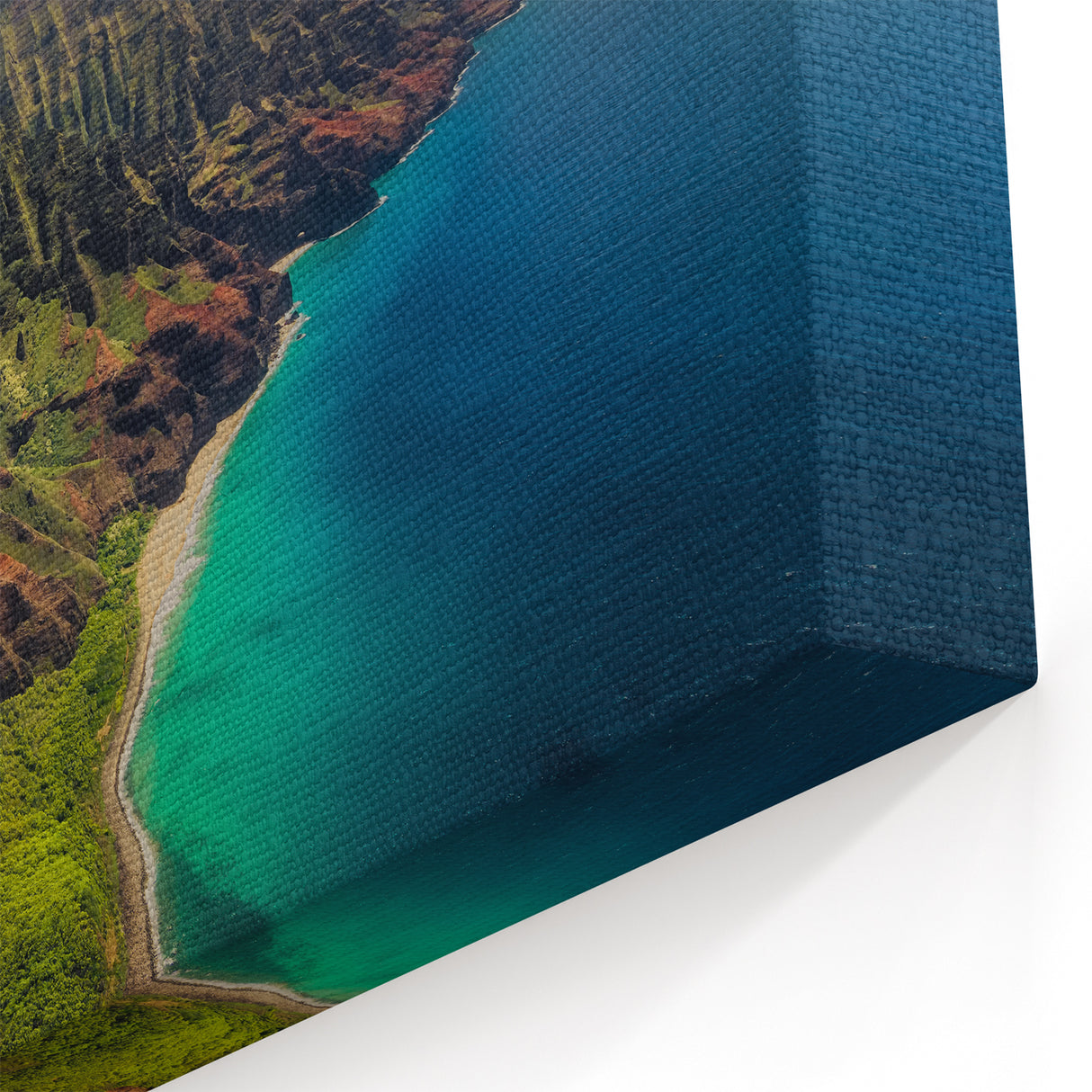 Kauai Landscape Art – Na Pali Coast Aerial View & Framed Print