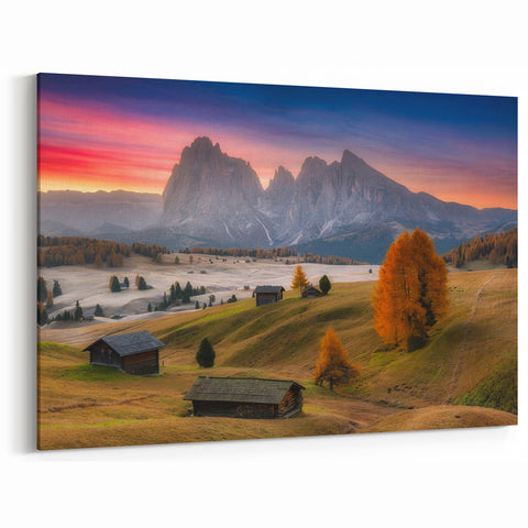 Italy Scenery Canvas - Dolomites Canvas Print of Mountain Sunrise