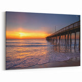 Virginia Beach Art – Ocean Sunset with Pier Scenic Canvas Print