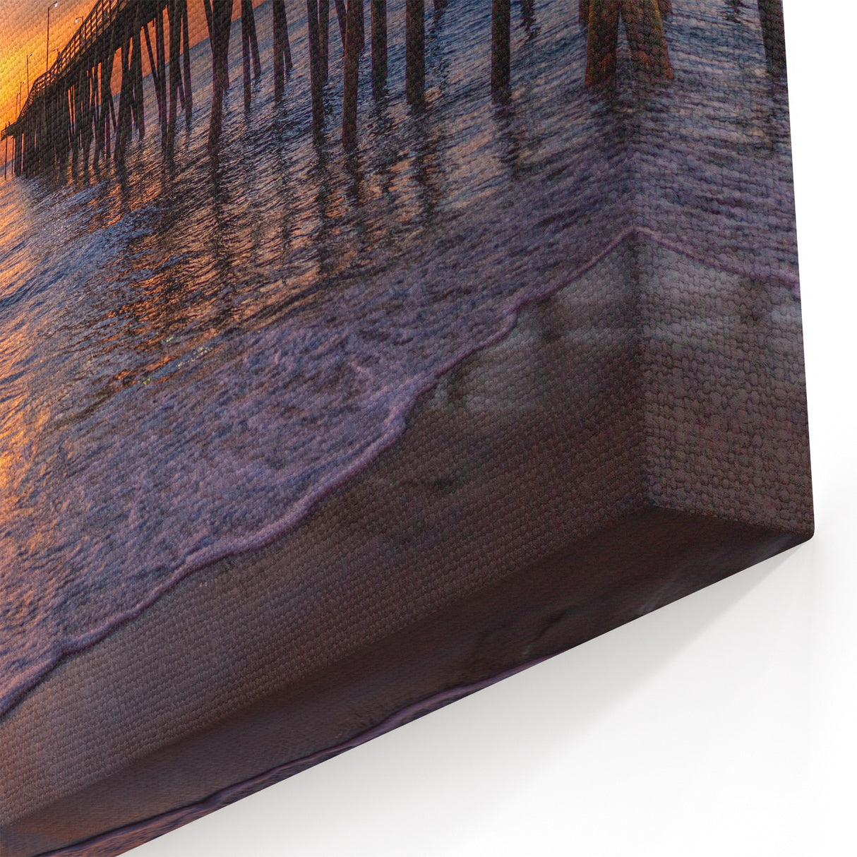 Virginia Beach Art – Ocean Sunset with Pier Scenic Canvas Print