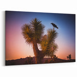 Joshua Tree with Raven at Sunset - Scenic Desert Wall Art