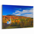 Vermont Autumn Landscape Art - Scenic Church and Mountains Canvas Print