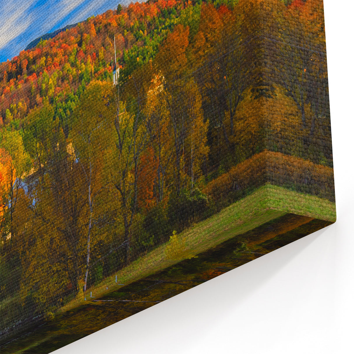 Vermont Autumn Landscape Art - Scenic Church and Mountains Canvas Print