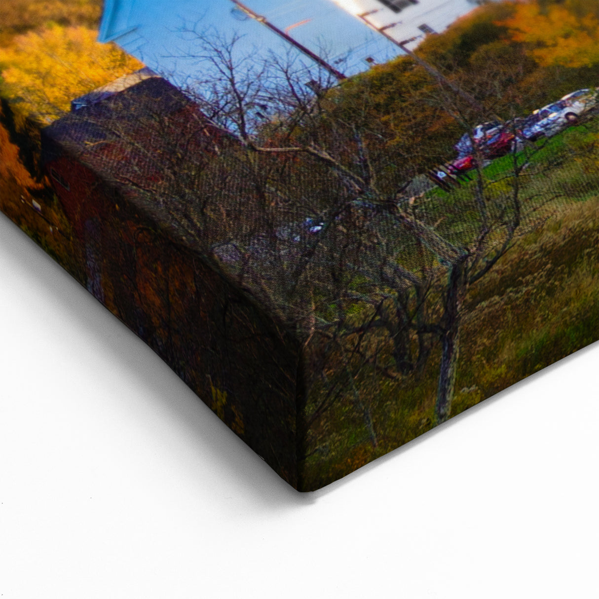 Vermont Autumn Landscape Art - Scenic Church and Mountains Canvas Print