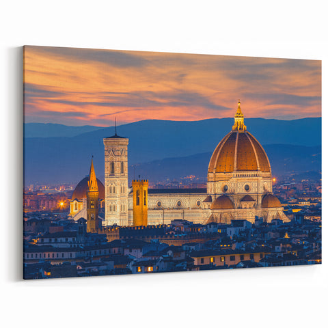Florence Wall Art - Italian Landscape Art of Duomo Sunset Canvas