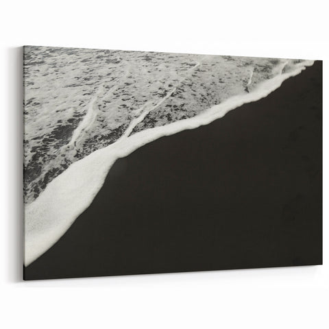 Kauai Wall Art – Black Sand Beach & Ocean Waves Minimalist Print