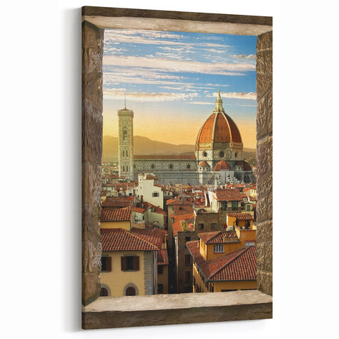 Florence Canvas Print - Tuscany Artwork Through Stone Arch Window