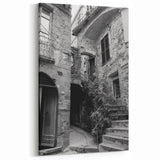 Masonry Wall Art - Historic Alleyway in Black and White Canvas Print