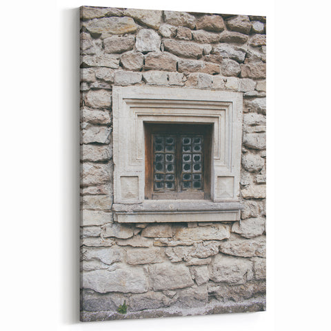 Masonry Wall Art - Vintage Stone Window Architectural Canvas Print