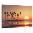 Hawaiian Beach Art - Serene Maui Sunset with Palm Trees on Canvas