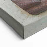 Masonry Wall Art - Rustic Wooden Carved Face Relief on Stone Canvas Print