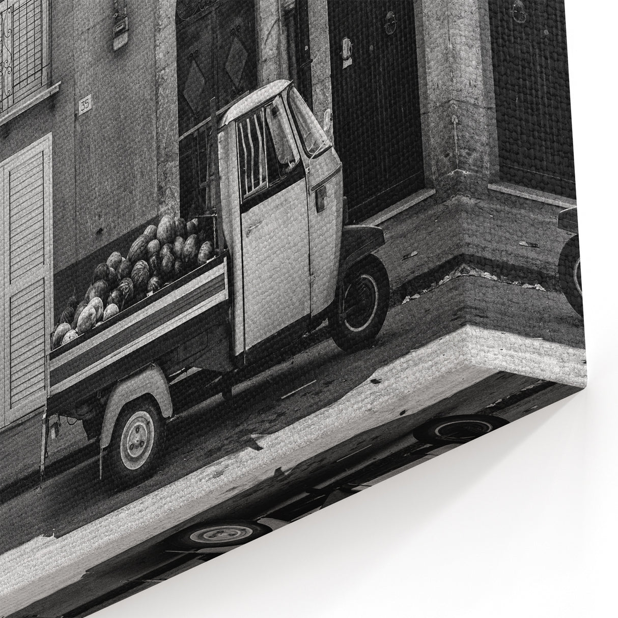 Masonry Wall Art - Vintage Italian Street Scene in Black and White Print