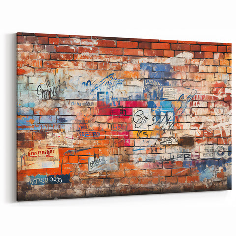 Masonry Wall Art - Vibrant Urban Graffiti on Brick Wall Canvas Print