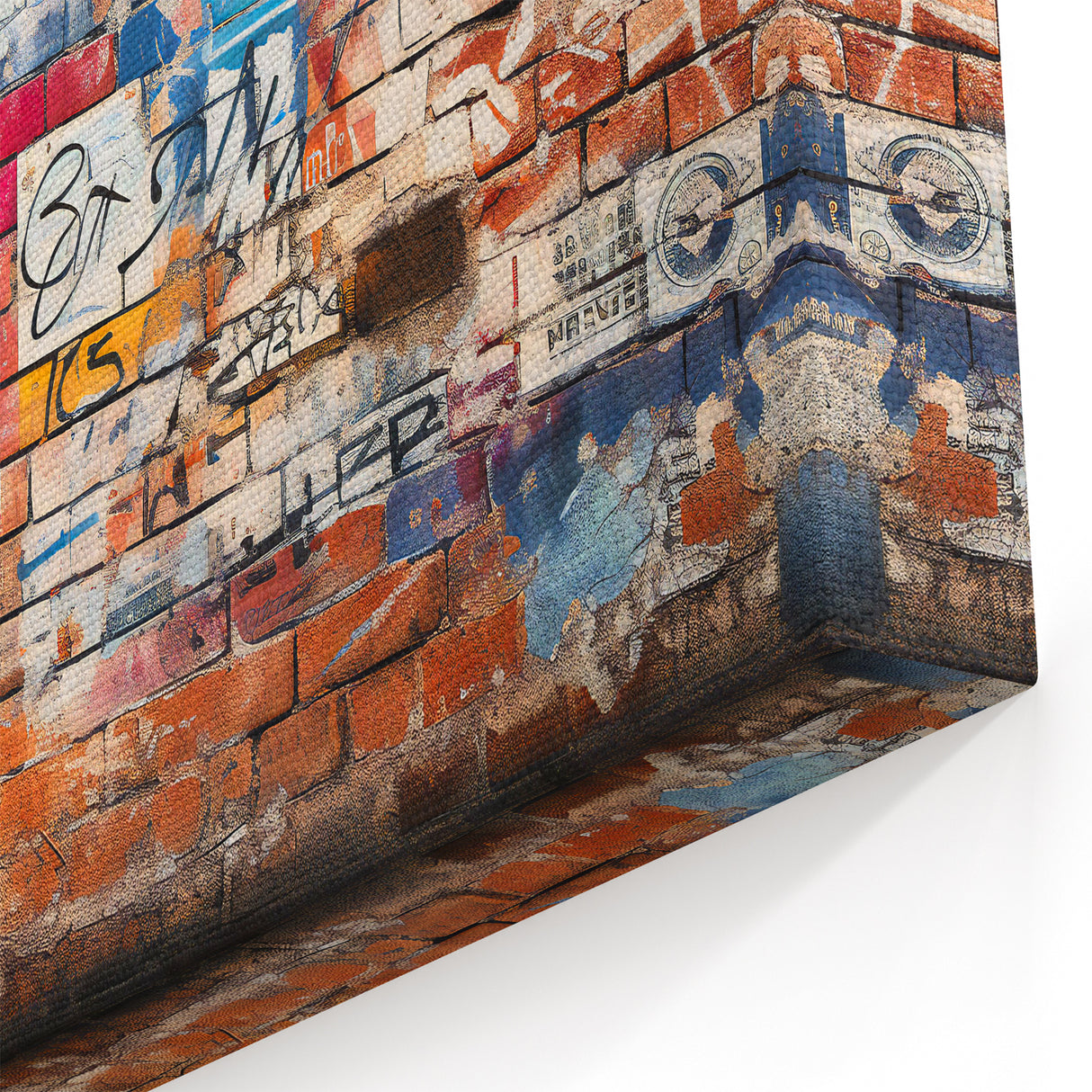 Masonry Wall Art - Vibrant Urban Graffiti on Brick Wall Canvas Print