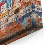 Masonry Wall Art - Vibrant Urban Graffiti on Brick Wall Canvas Print