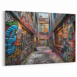 Masonry Wall Art - Colorful Urban Graffiti Alleyway Canvas Print