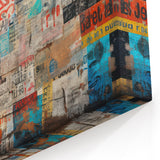 Masonry Wall Art - Vintage Urban Posters Collage on Brick Canvas Print