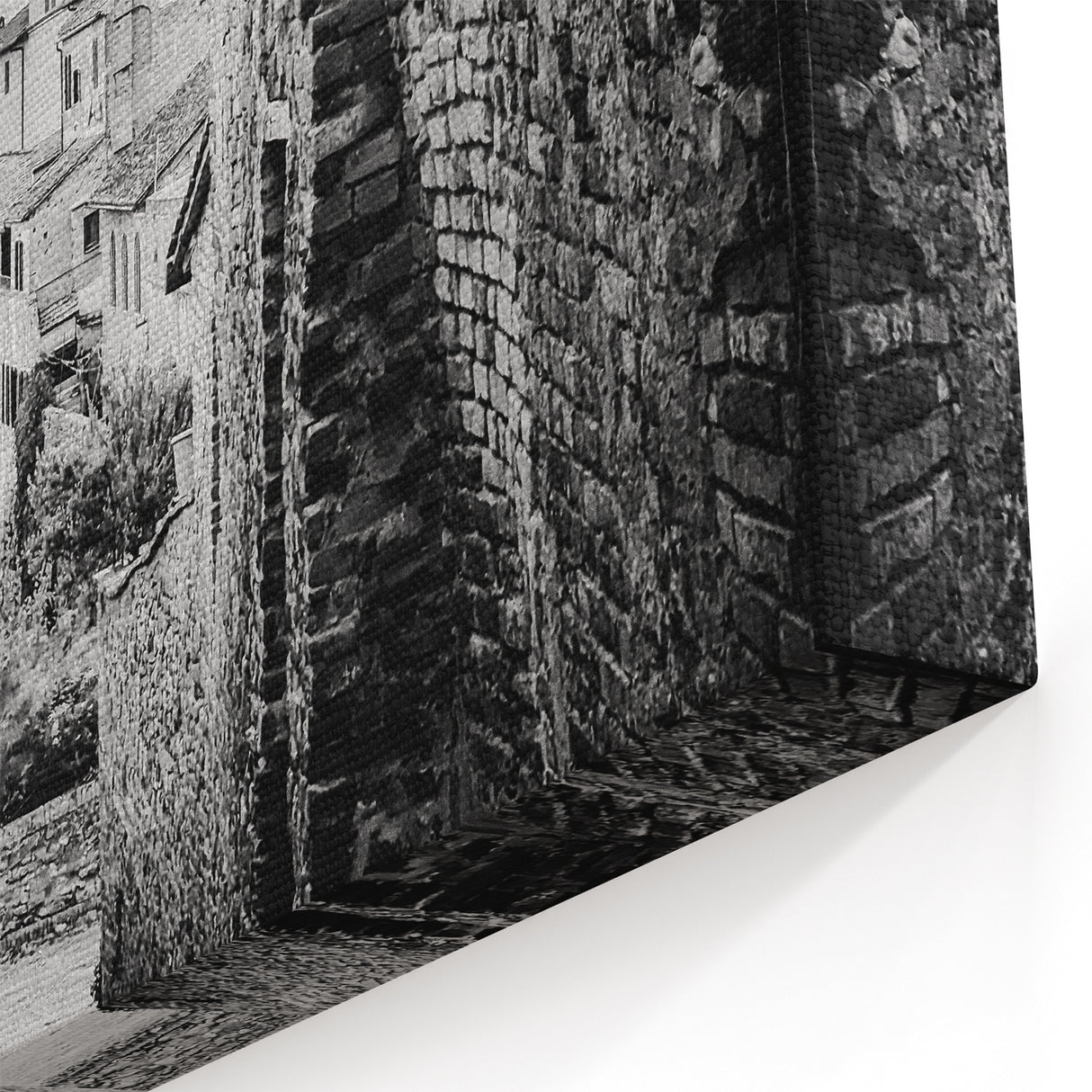 Masonry Wall Art - Black and White Italian Alleyway Brick Print