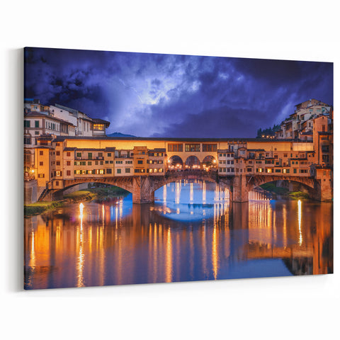 Florence Wall Art - Ponte Vecchio Nightscape Italian City Canvas Print