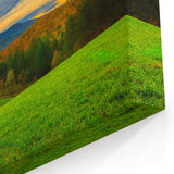 Vermont Scenic Sunset Art - Green Hills and Autumn Mountains Canvas Print