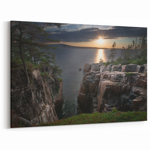 Coastal Maine Wall Art - Acadia National Park Cliffs and Sunset Print