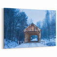 Vermont Covered Bridge Winter Scene - Scenic Snowy Forest Canvas Art