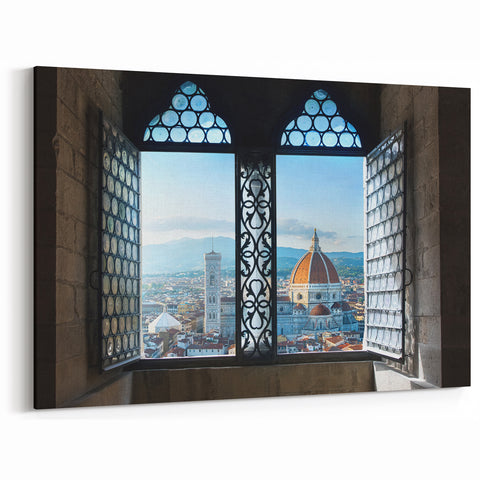 Florence Cityscape Painting - Duomo View Through Historic Window Art