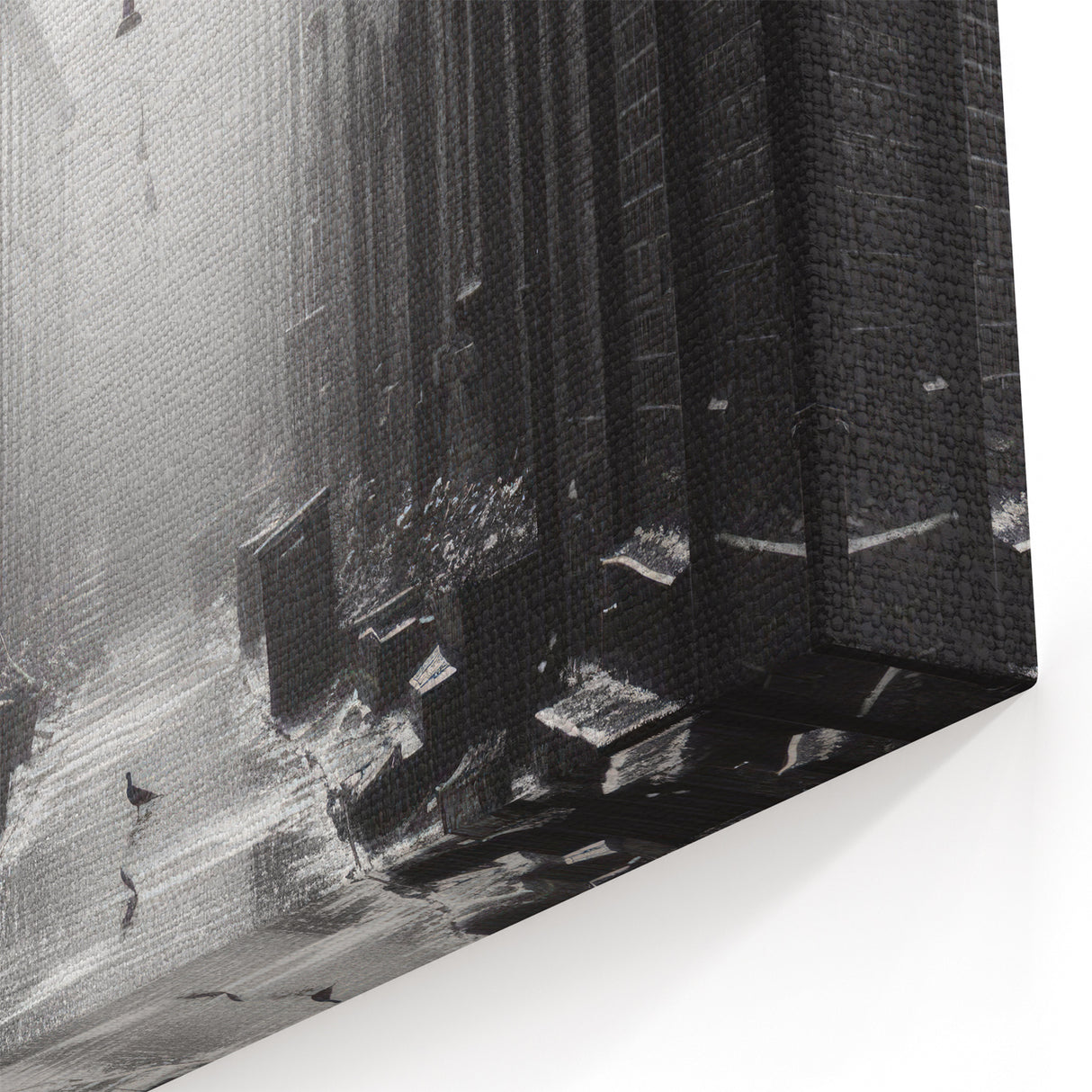 Masonry Wall Art - Rainy Black and White Urban Alleyway Canvas Print