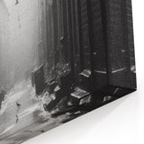 Masonry Wall Art - Rainy Black and White Urban Alleyway Canvas Print