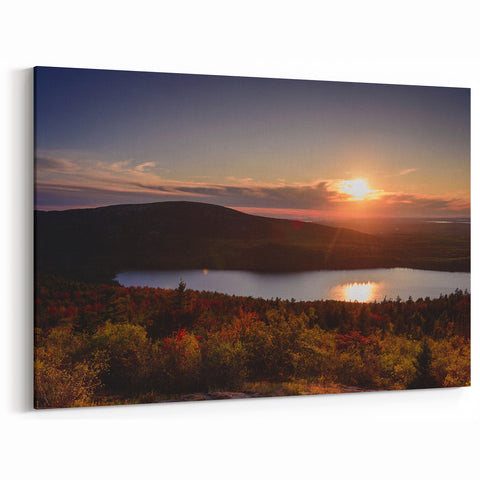 Stunning Acadia Landscape Photography - Sunset Over Maine Lake Print