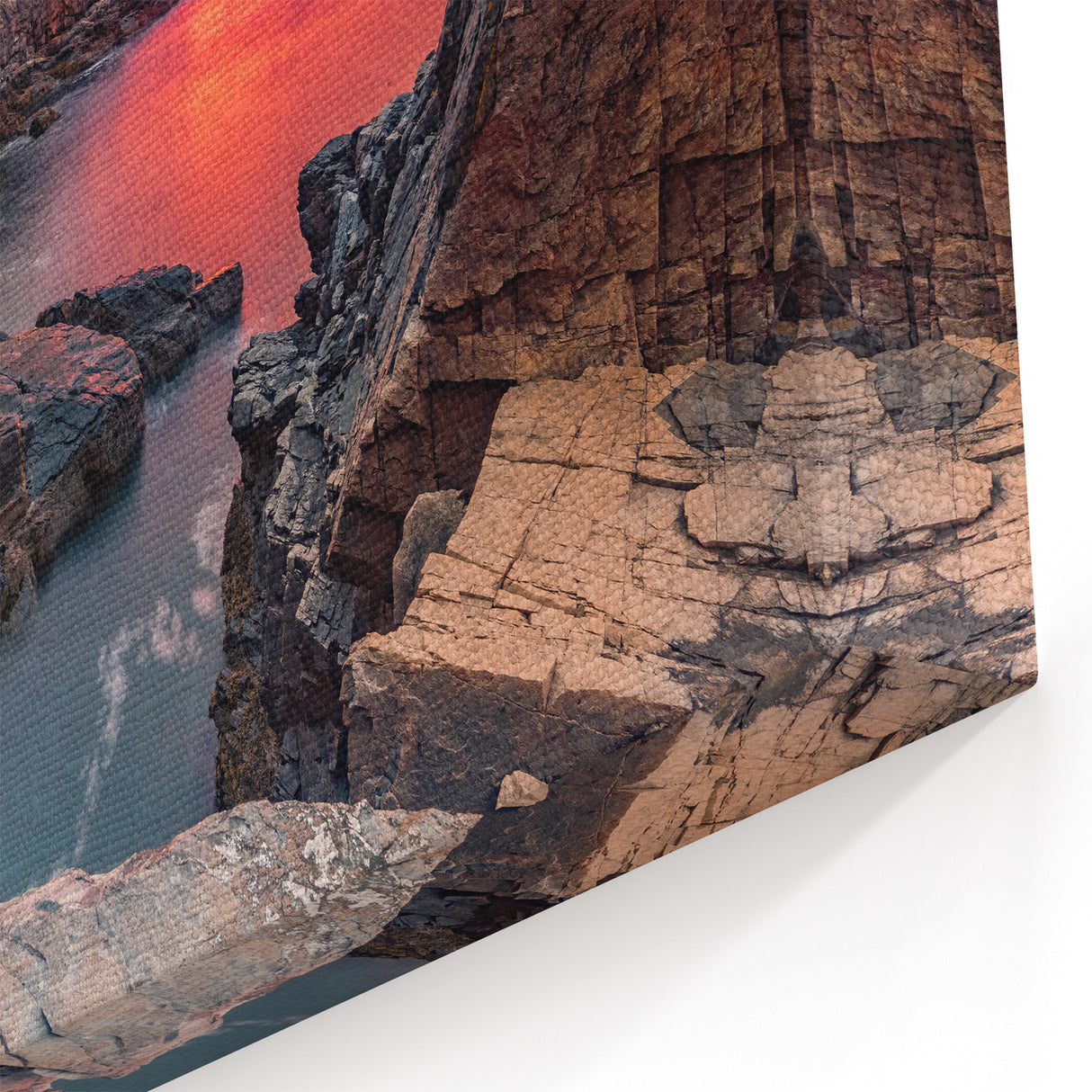 Coastal Maine Wall Art - Vibrant Sunset Over Acadia National Park Cliffs