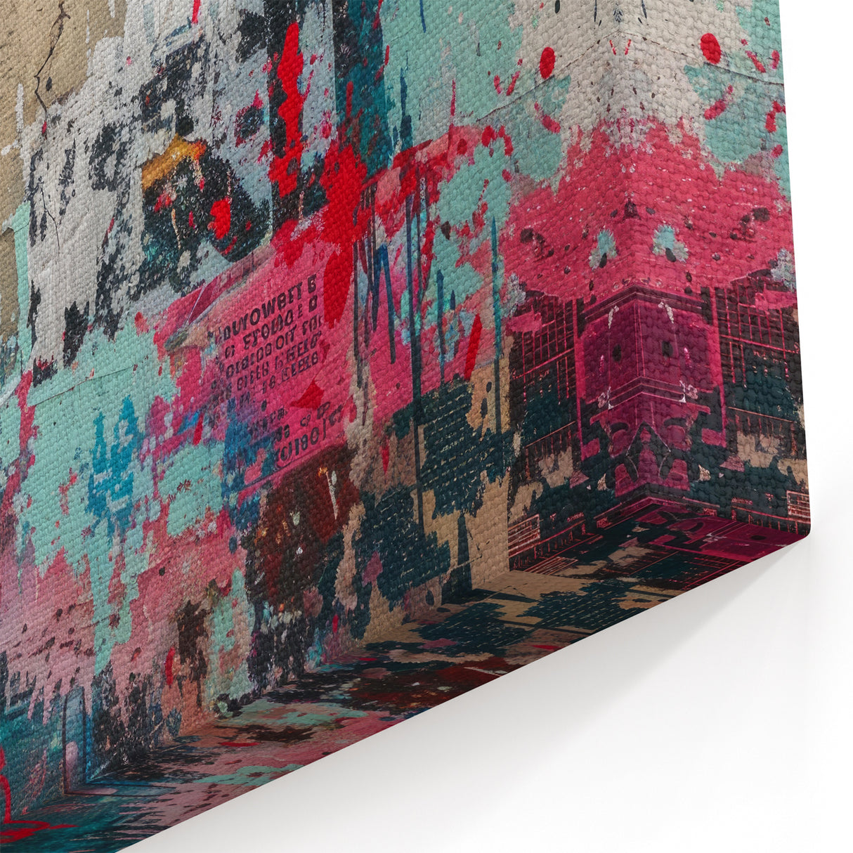 Rustic Masonry Wall Art - Vibrant Canvas Print with Graffiti Design