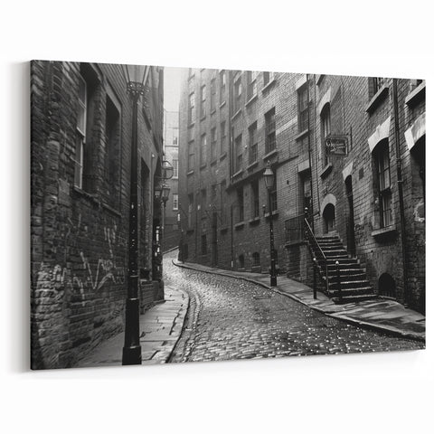 Classic Masonry Wall Art - Black and White Urban Street Canvas Print