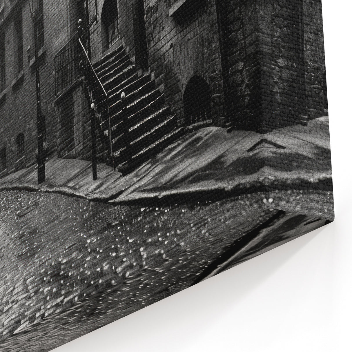 Classic Masonry Wall Art - Black and White Urban Street Canvas Print