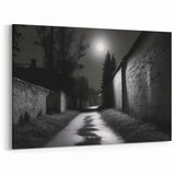 Architectural Masonry Wall Art - Moonlit Brick Alley Canvas Print Decor