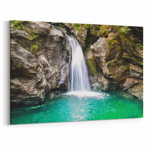 Vermont Waterfall Nature Art - Scenic Rocky Waterfall Canvas Print