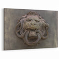 Regal Masonry Lion Wall Art - Intricate Stone Sculpture Canvas Print