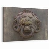 Regal Masonry Lion Wall Art - Intricate Stone Sculpture Canvas Print