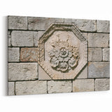Intricate Floral Masonry Wall Art - Stone Carving Canvas Print Decor