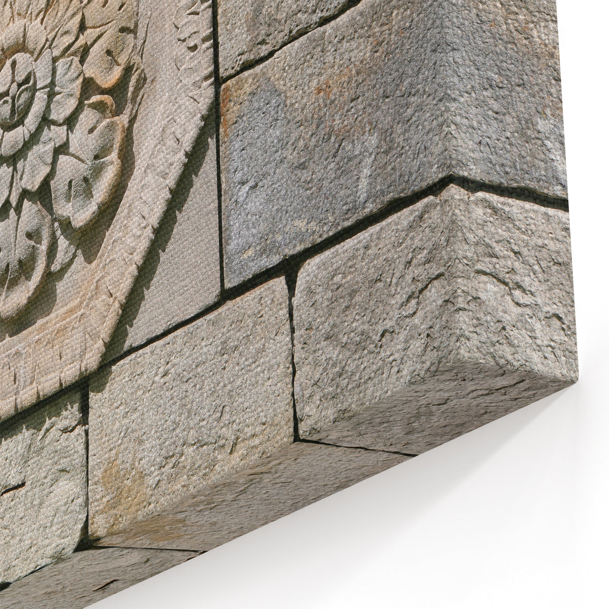 Intricate Floral Masonry Wall Art - Stone Carving Canvas Print Decor
